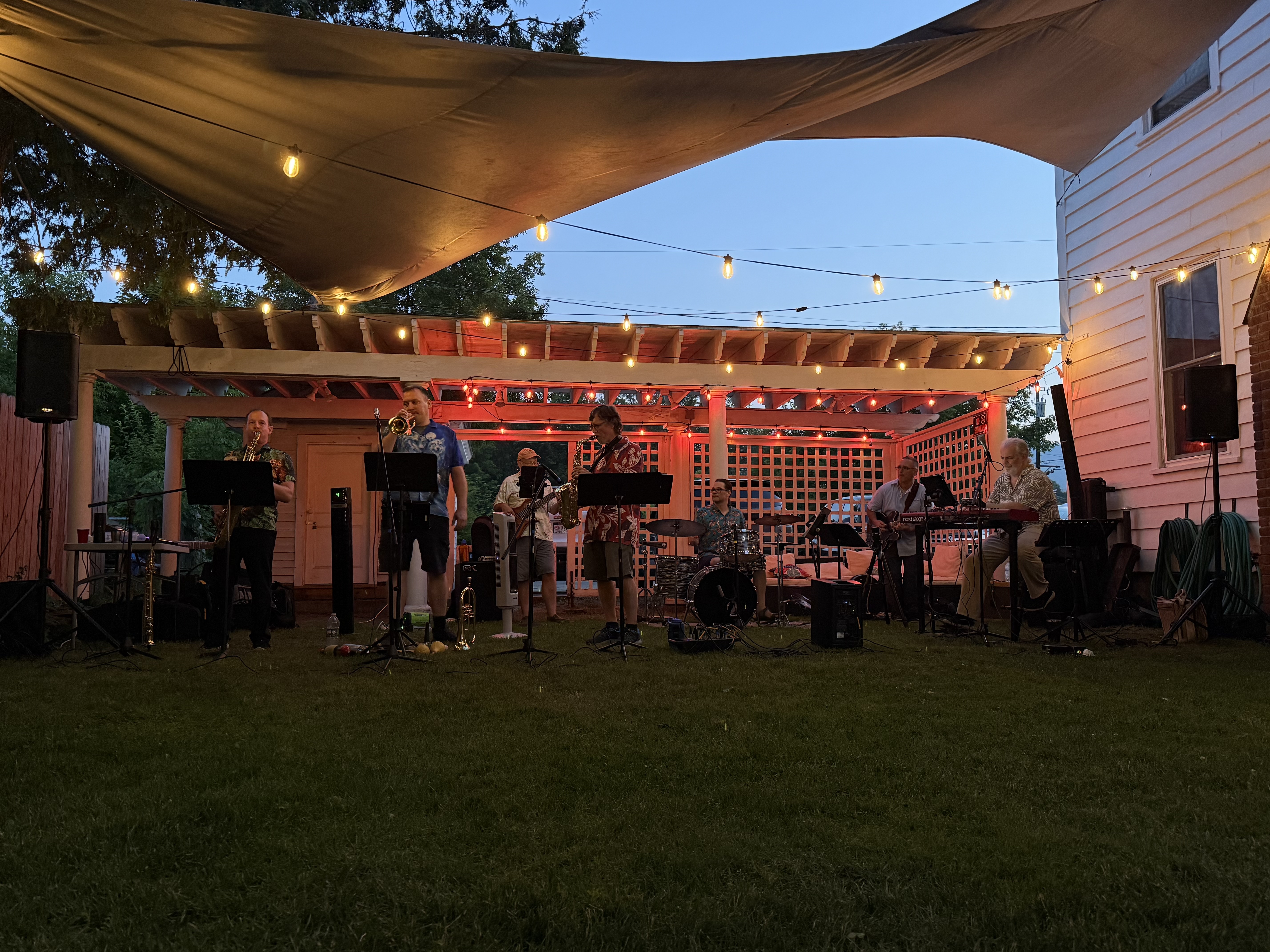 AJE playing in the court yard of Elizabethtown Social Center