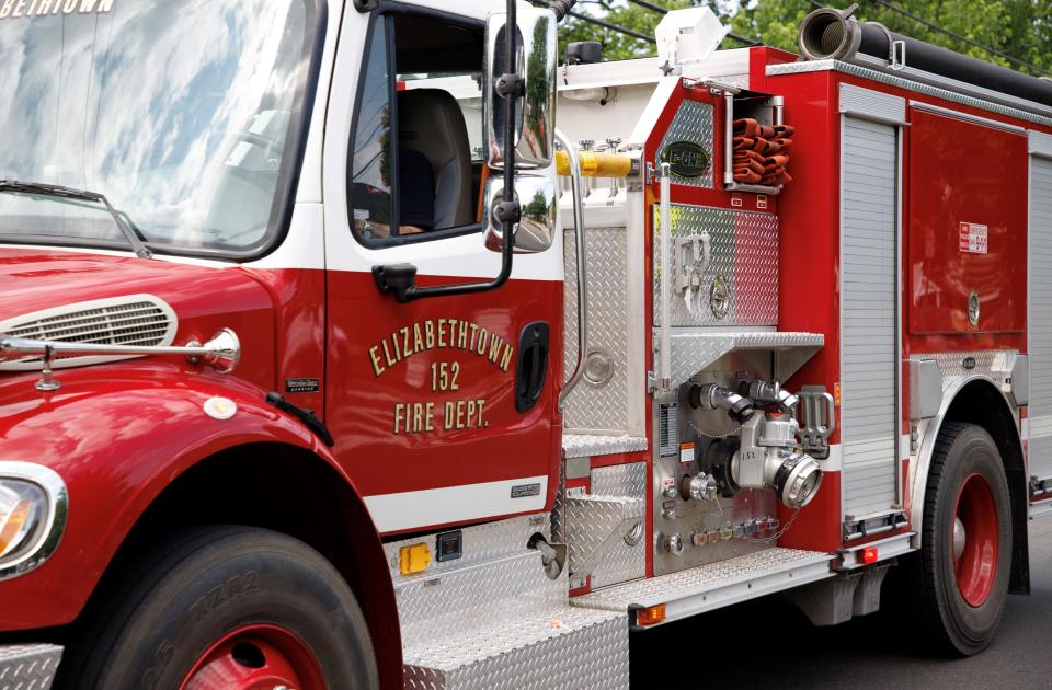 close up of fire truck in parade