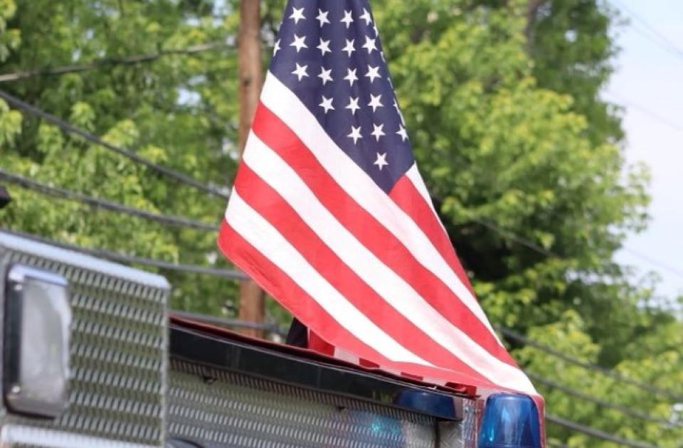 flag close up in parade